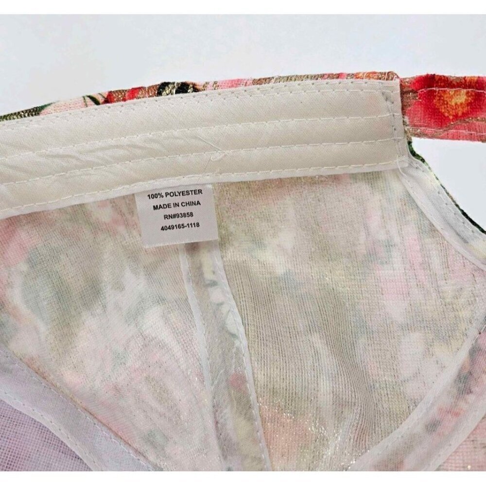 Womens Trending Floral Print Cubic Stone Edged Bill Baseball Cap Adj Back - Picture 7 of 7
